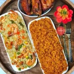 Firewood Jollof, Fried Rice, Chicken, Beef/Fish (Min Order 15)